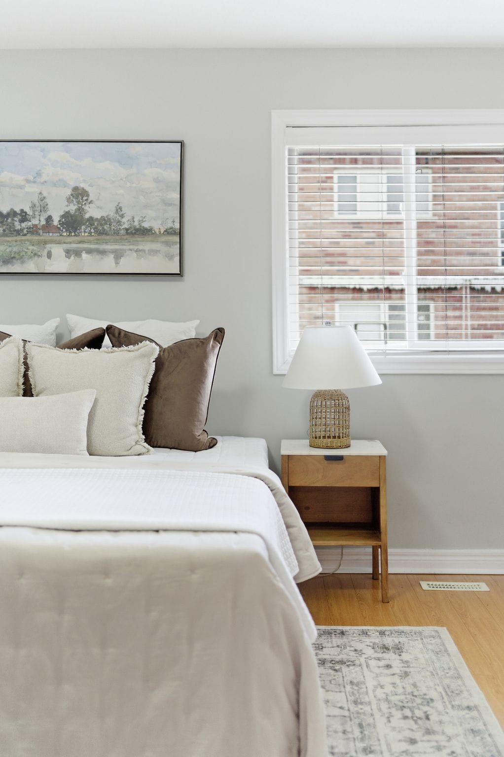 Second bedroom at 131 Rushworth Drive, Ajax, with laminate flooring and neutral walls
