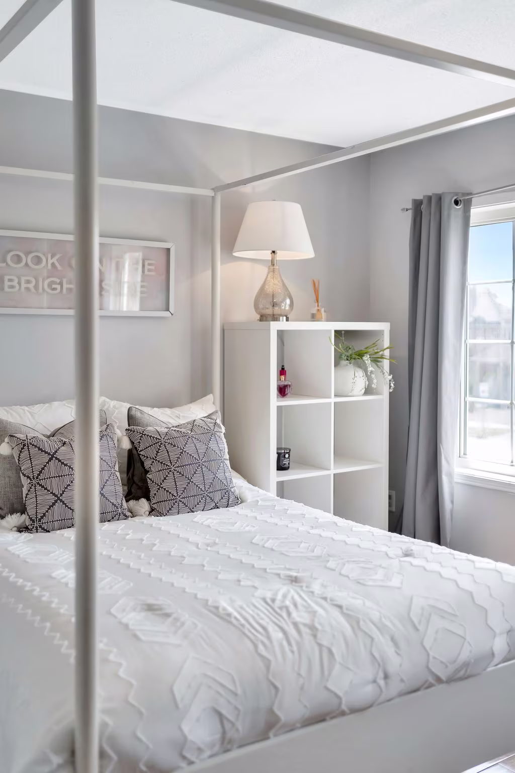 Second bedroom at 1509 Grandview Street North, Oshawa, with hardwood floors and a canopy bed
