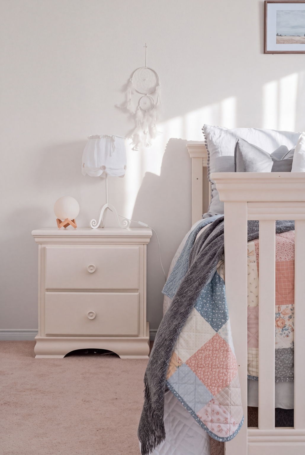 Second bedroom at 1683 Finkle Drive, Oshawa, with layered pillows and a patchwork quilt
