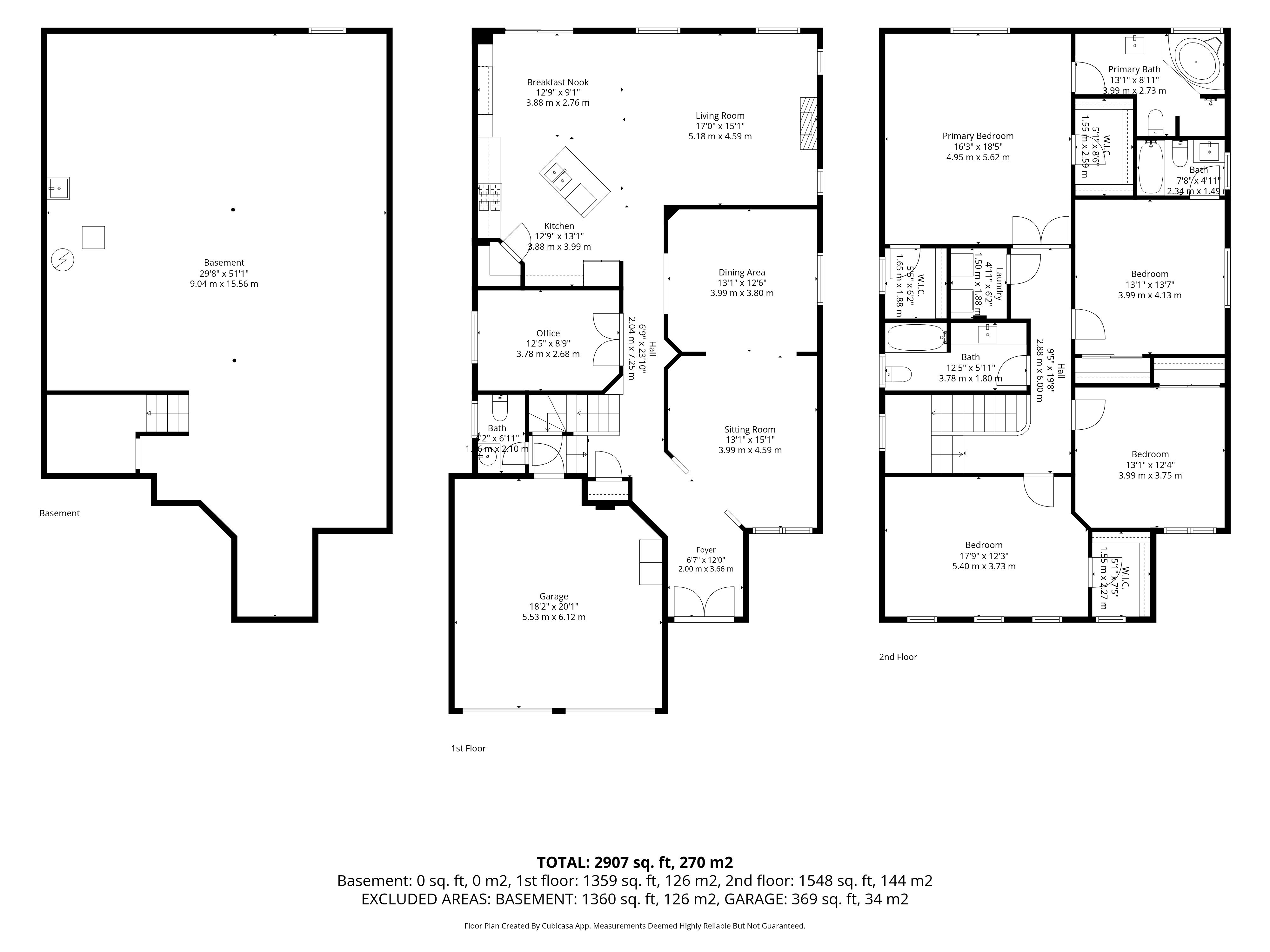 Basement, main floor and second floor plans for 1683 Finkle Drive, Oshawa, totalling 2,907 sq ft above grade, listed by Laura McBride, Ajax REALTOR®