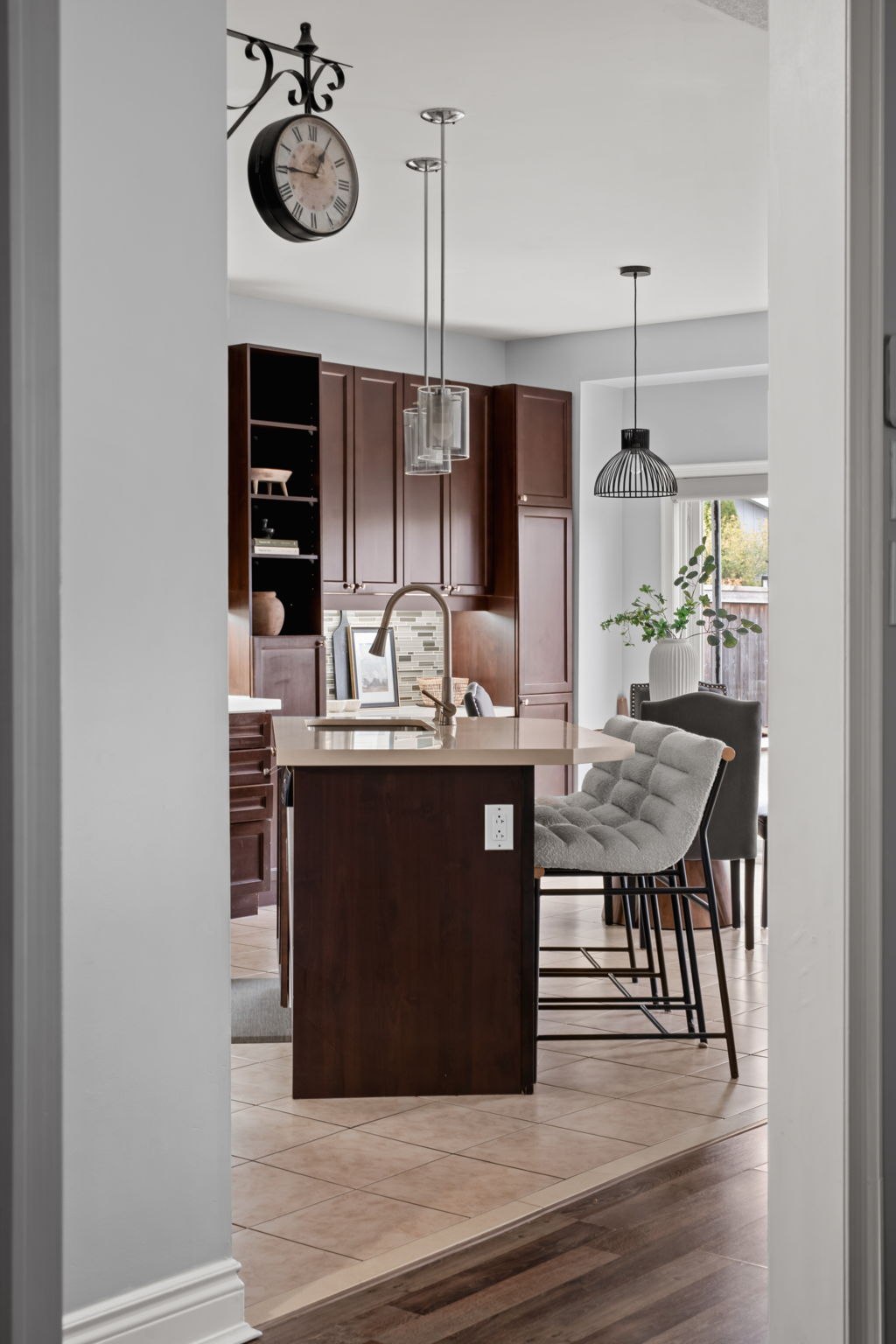 View from the kitchen through to the breakfast area at 1683 Finkle Drive, Oshawa