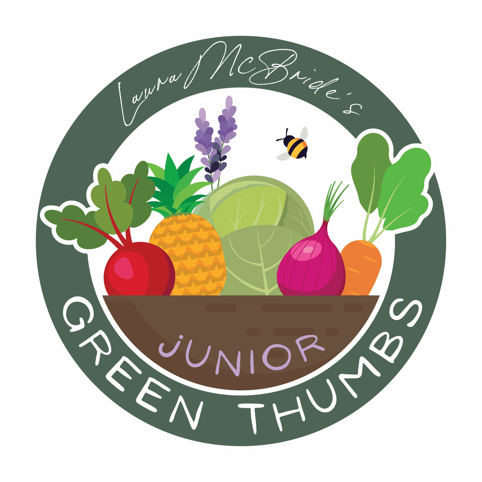Laura McBride's Junior Green Thumb™ Logo with Green Circle