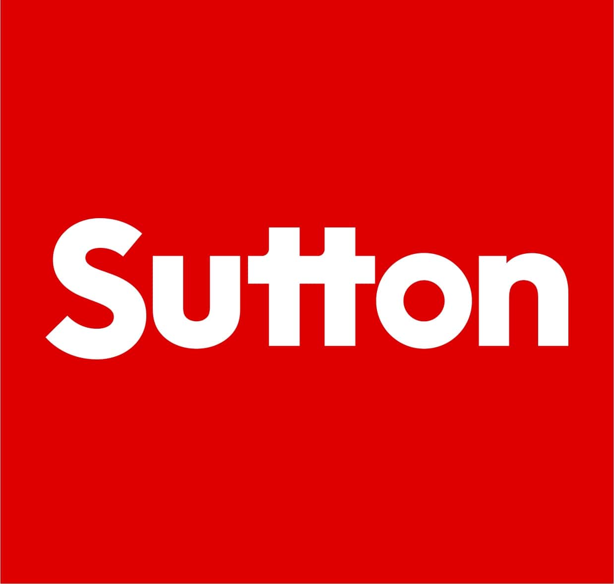 Sutton Group logo in bold white text on a red background, representing the brand behind the Sutton Red Maple Tree Campaign.