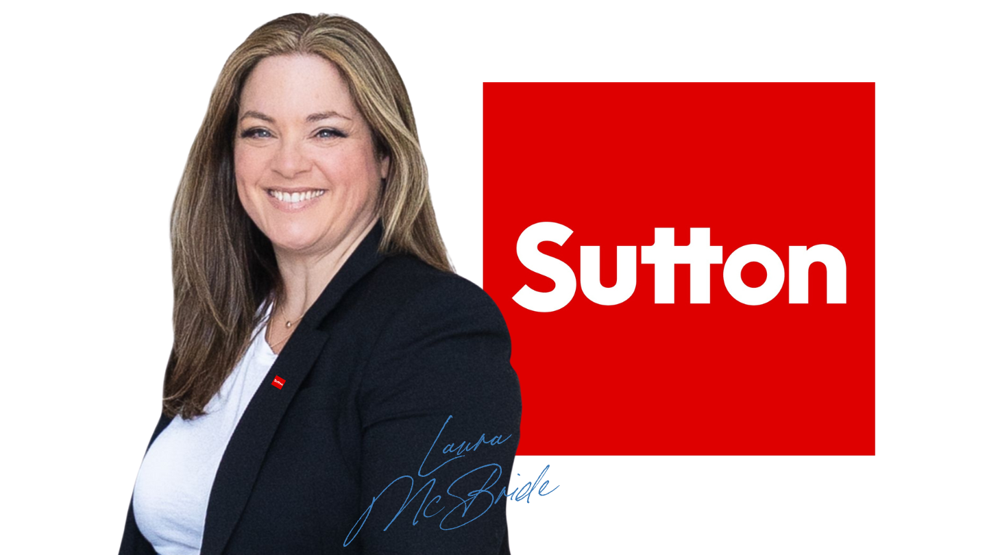 Laura McBride, REALTOR®, smiling in a professional portrait beside the Sutton Group Heritage Realty logo. Proudly representing Sutton Group Heritage since 2005.