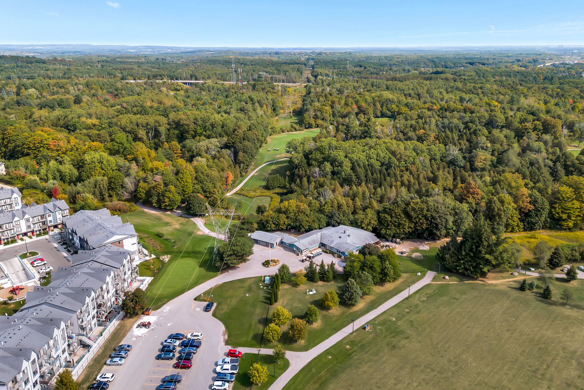 Aerial view of Duffin Heights community and Pickering Golf Club near 2598 William Jackson Dr Pickering.