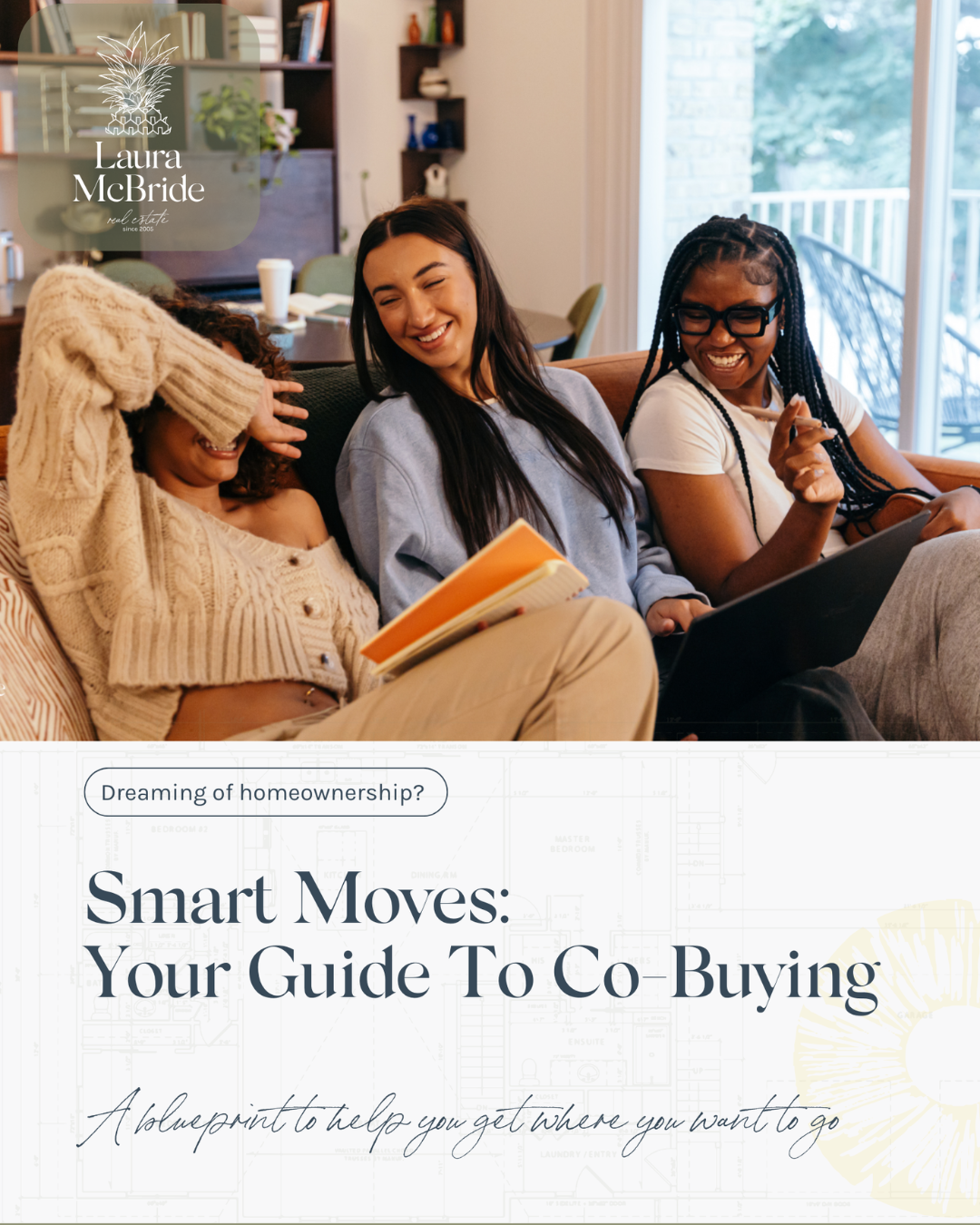 Smart Moves Your Guide To Co-Buying-Real-Estate Smart Moves: Your Guide to Co-Buying Real Estate - featuring three friends smiling together in their home, symbolizing teamwork and modern paths to homeownership.