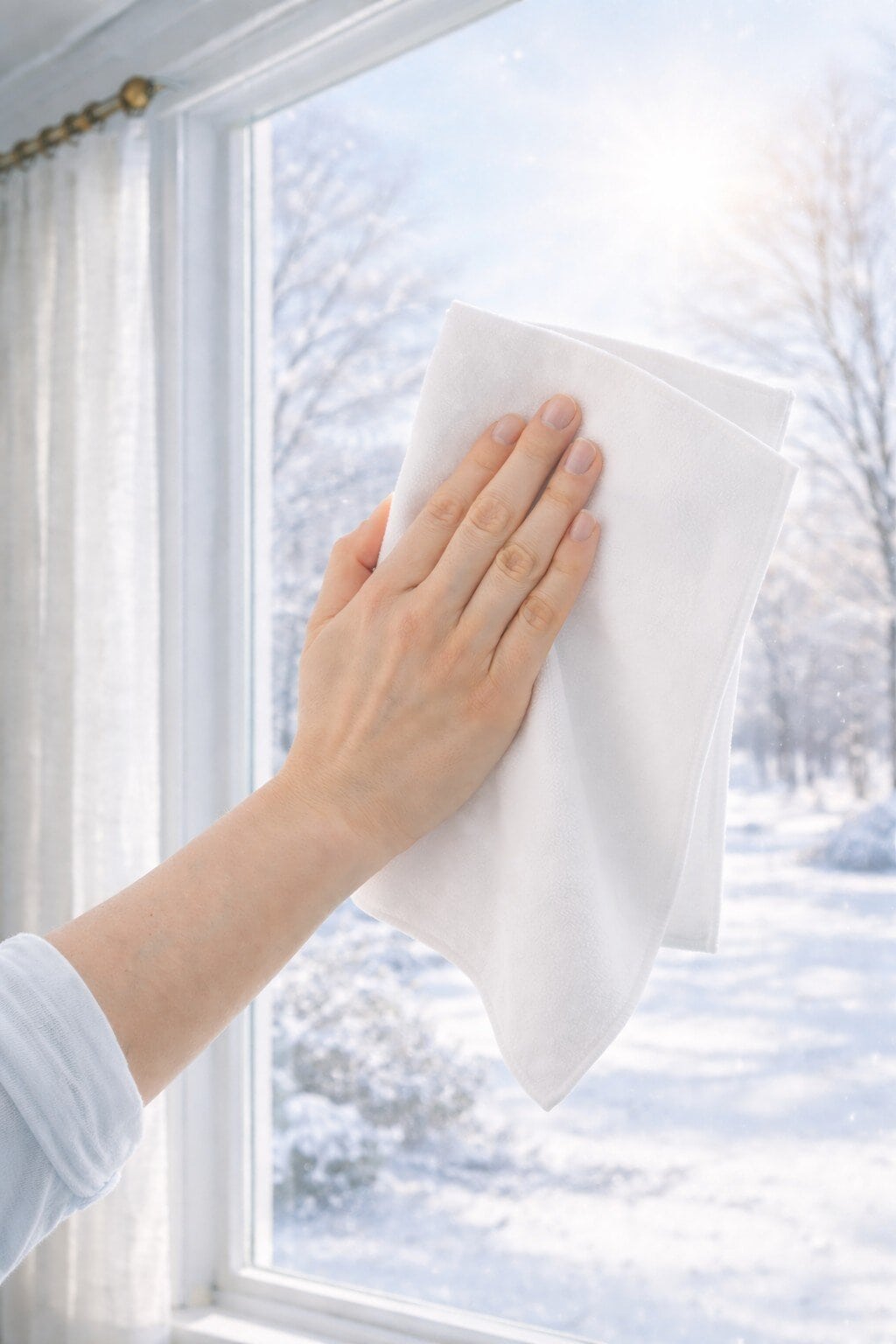 Cleaning windows winter